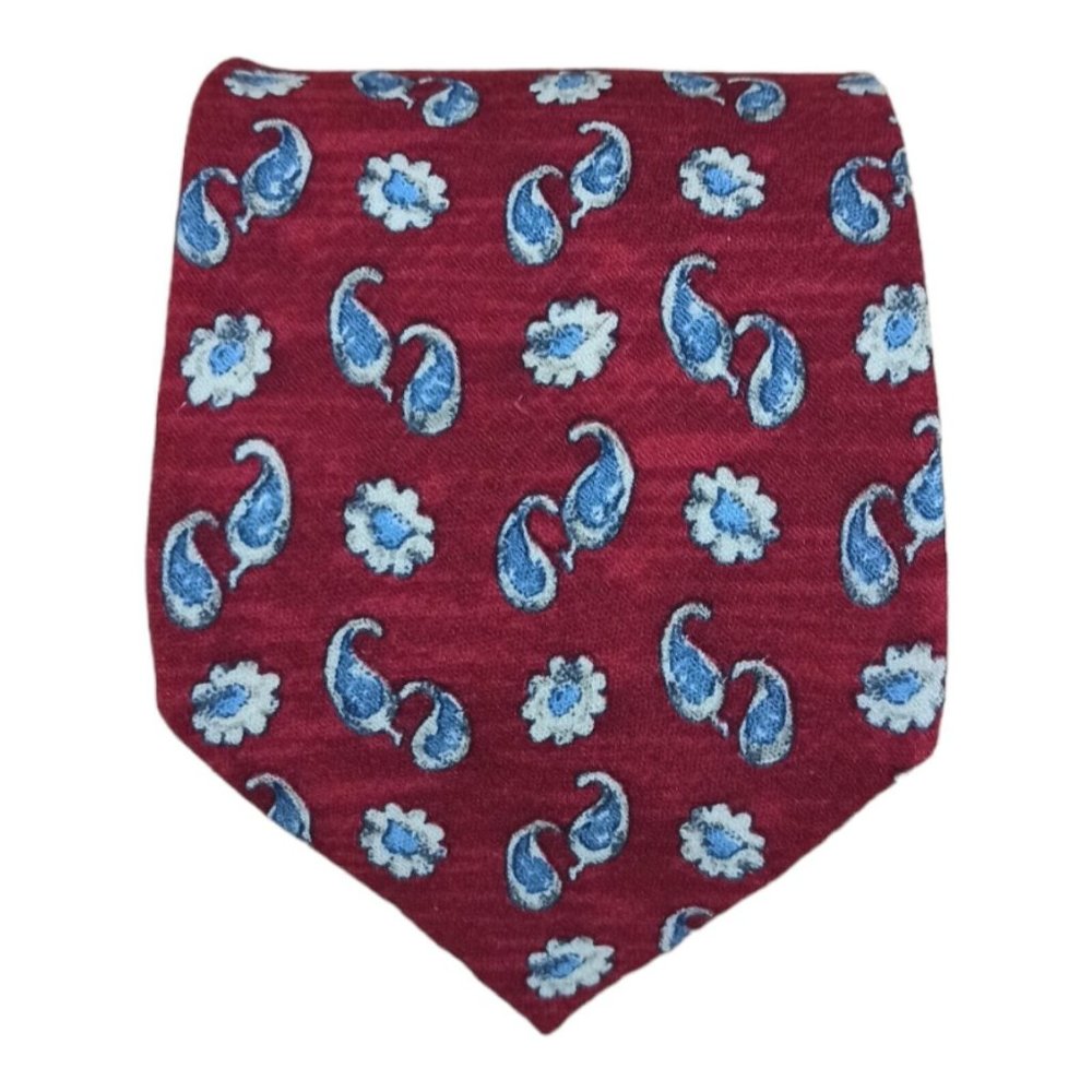 KENZO PARIS Red Paisley Floral Silk Tie ITALY 58"/ 4" EC